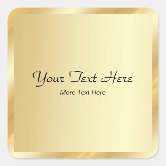 Stylish Typography Template Gold Your Custom Text スクエアシール (正面)