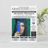 Stylish Unique Black Newspaper Graduate Student 招待状 (スタンド正面)