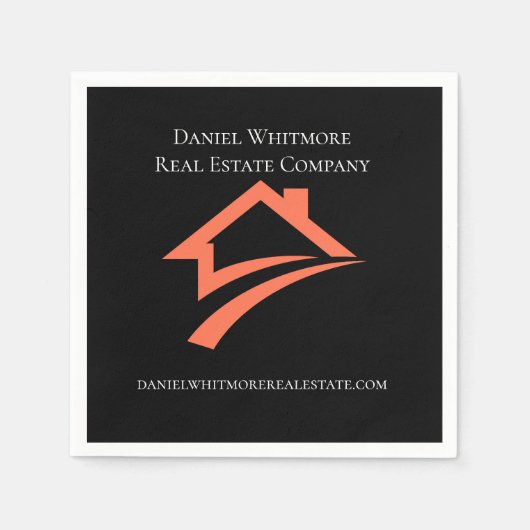 Stylish Unique Black Real Estate Agent スタンダードカクテルナプキン (正面)
