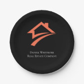 Stylish Unique Black Real Estate Agent ペーパープレート (正面)