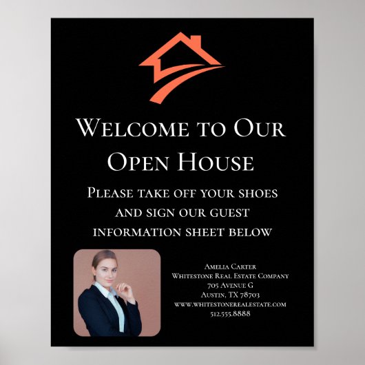 Stylish Unique Black Real Estate Agent ポスター (正面)
