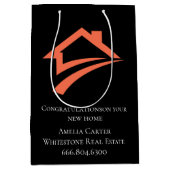 Stylish Unique Black Real Estate Agent ミディアムペーパーバッグ (正面)