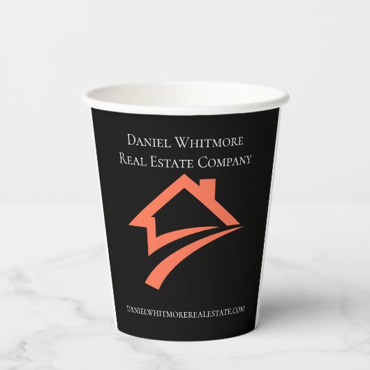 Stylish Unique Black Real Estate Agent 紙コップ (裏面)