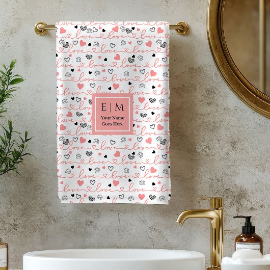 Stylish Valentine Bath Towel Love Text Lettering バスタオルセット