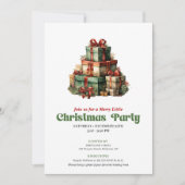 Stylish Victorian Christmas gifts party invite 招待状 (正面)