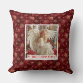 Stylish Vintage Angel Red Gold Holiday Christmas   クッション (正面)