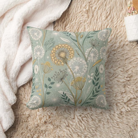 Stylish Vintage Botanical Dandelion クッション (ブランケット)