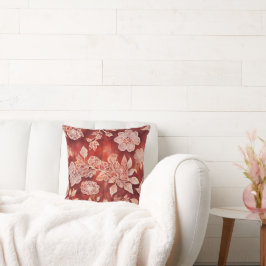 Stylish Vintage Floral Lace red and white クッション