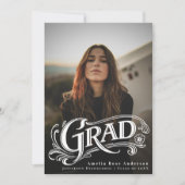 Stylish Vintage Grad Photo Announcement Card  招待状 (正面)