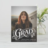 Stylish Vintage Grad Photo Announcement Card  招待状 (スタンド正面)