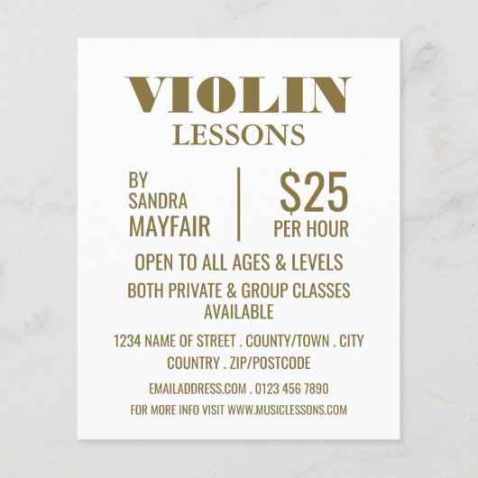 Stylish Violin Lessons Advertising チラシ (正面)