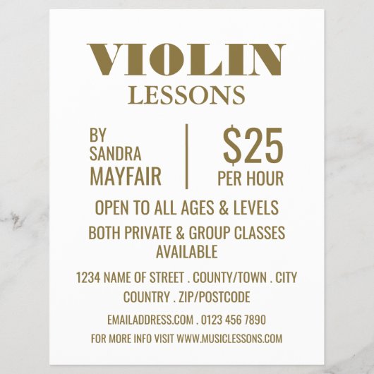 Stylish Violin Lessons Advertising チラシ (正面)