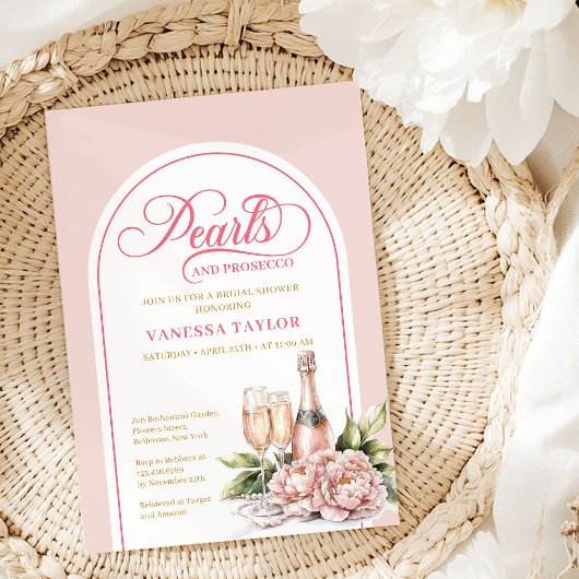 Stylish Watercolor Blush and Gold Shower Invite 招待状