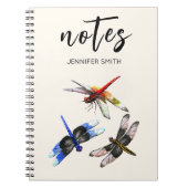 Stylish Watercolor Dragonflies Classic Spiral ノートブック (正面)
