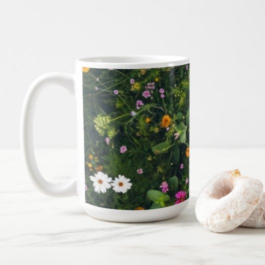 Stylish Watercolor Floral Pattern コーヒーマグカップ (ドーナツ)