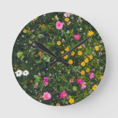 Stylish Watercolor Floral Pattern ラウンド壁時計 (正面)