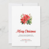 Stylish Watercolor Red Poinsettia Greeting Card シーズンカード (正面)