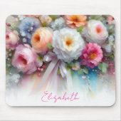 Stylish Watercolour Floral Your Custom Text Name マウスパッド (正面)