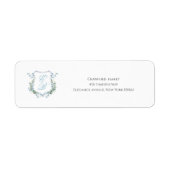 Stylish Wedding Floral Crest Classic Address Label ラベル (正面)