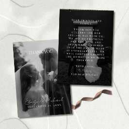 Stylish Wedding Photo Double-sided Thank You サンキューカード