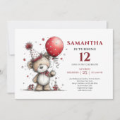 Stylish whimsical bear animals print kids birthday 招待状 (正面)