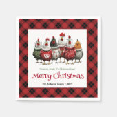 Stylish Whimsical Chickens Custom Name Minimalist スタンダードカクテルナプキン (正面)