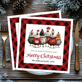 Stylish Whimsical Chickens Custom Name Minimalist スタンダードカクテルナプキン