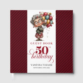 Stylish Whimsical Woman 50th Birthday Funny Book ゲストブック (正面)