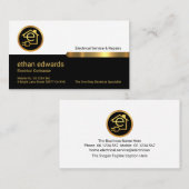 Stylish White Black Layers Gold Tab 名刺 (正面/裏面)