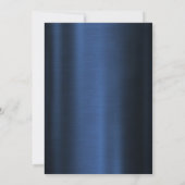 Stylish White Bow Pearls Navy Blue Metallic 招待状 (裏面)