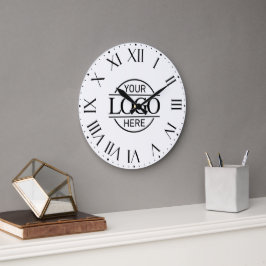 Stylish White Branded Company Business Logo Custom ラージ壁時計