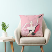 Stylish Woman in Black High Heels Watercolor Illus クッション (椅子)