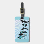 Stylish Women Silhouettes Teal Blue Fashion ラゲッジタグ (正面縦)