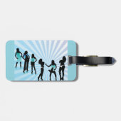 Stylish Women Silhouettes Teal Blue Fashion ラゲッジタグ (裏面横)