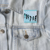 Stylish Women Silhouettes Teal Blue Fashion 缶バッジ (インサイチュ)