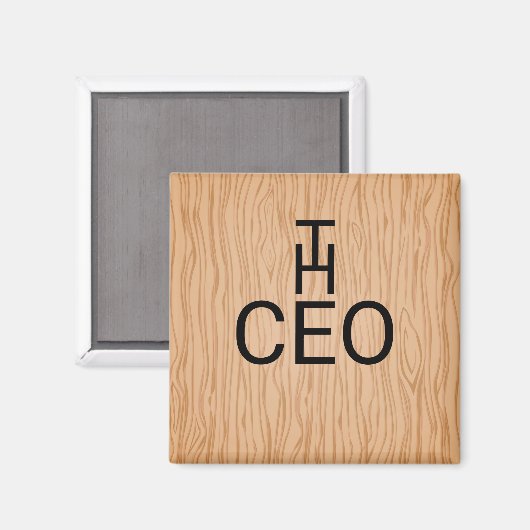 Stylish Wood Texture Magnet with The CEO Text マグネット (正面/裏面)