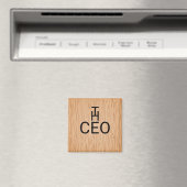Stylish Wood Texture Magnet with The CEO Text マグネット (インサイチュ (食洗機))