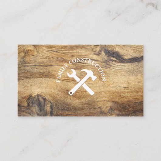 Stylish Wooden Handyman Construction Carpenter  名刺 (正面)