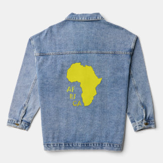 Stylish Yellow Africa Continent Map デニムジャケット