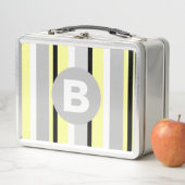 Stylish Yellow and Grey Striped Monogram メタルランチボックス (インサイチュ)