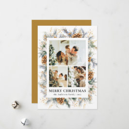 Stylish Yellow Botanical Photo Frame Christmas シーズンカード