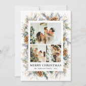 Stylish Yellow Botanical Photo Frame Christmas シーズンカード (正面)