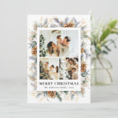 Stylish Yellow Botanical Photo Frame Christmas シーズンカード (スタンド正面)