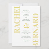 Stylish Yellow & Green Typography QR Code Wedding 招待状 (正面)