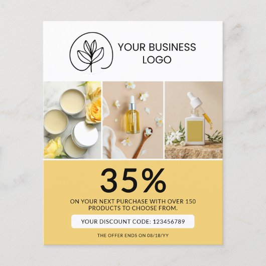 Stylish Yellow Marketing Discount Code チラシ (正面)