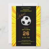 Stylish Yellow Soccer Birthday Invitation 招待状 (正面)