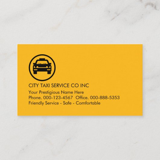 Stylish Yellow Taxi Boxes Cab Driving 名刺 (裏面)
