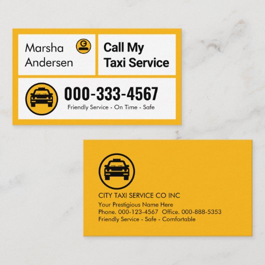 Stylish Yellow Taxi Boxes Cab Driving 名刺 (正面/裏面)