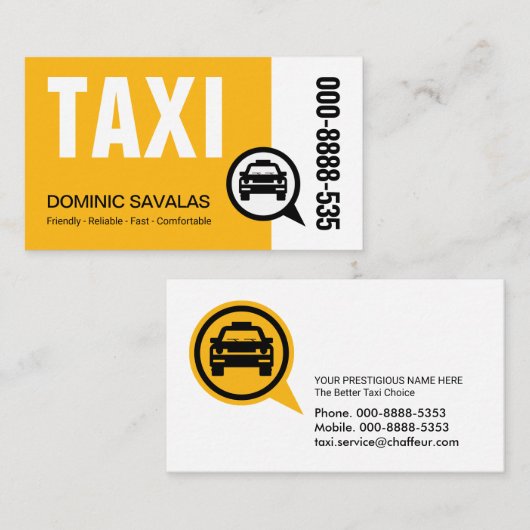 Stylish Yellow TAXI Driver 名刺 (正面/裏面)