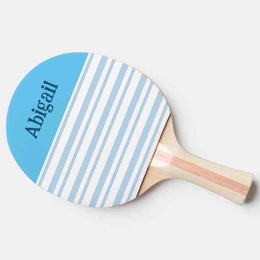 StylishLight青と白ストライプの名前 卓球ラケット (横)